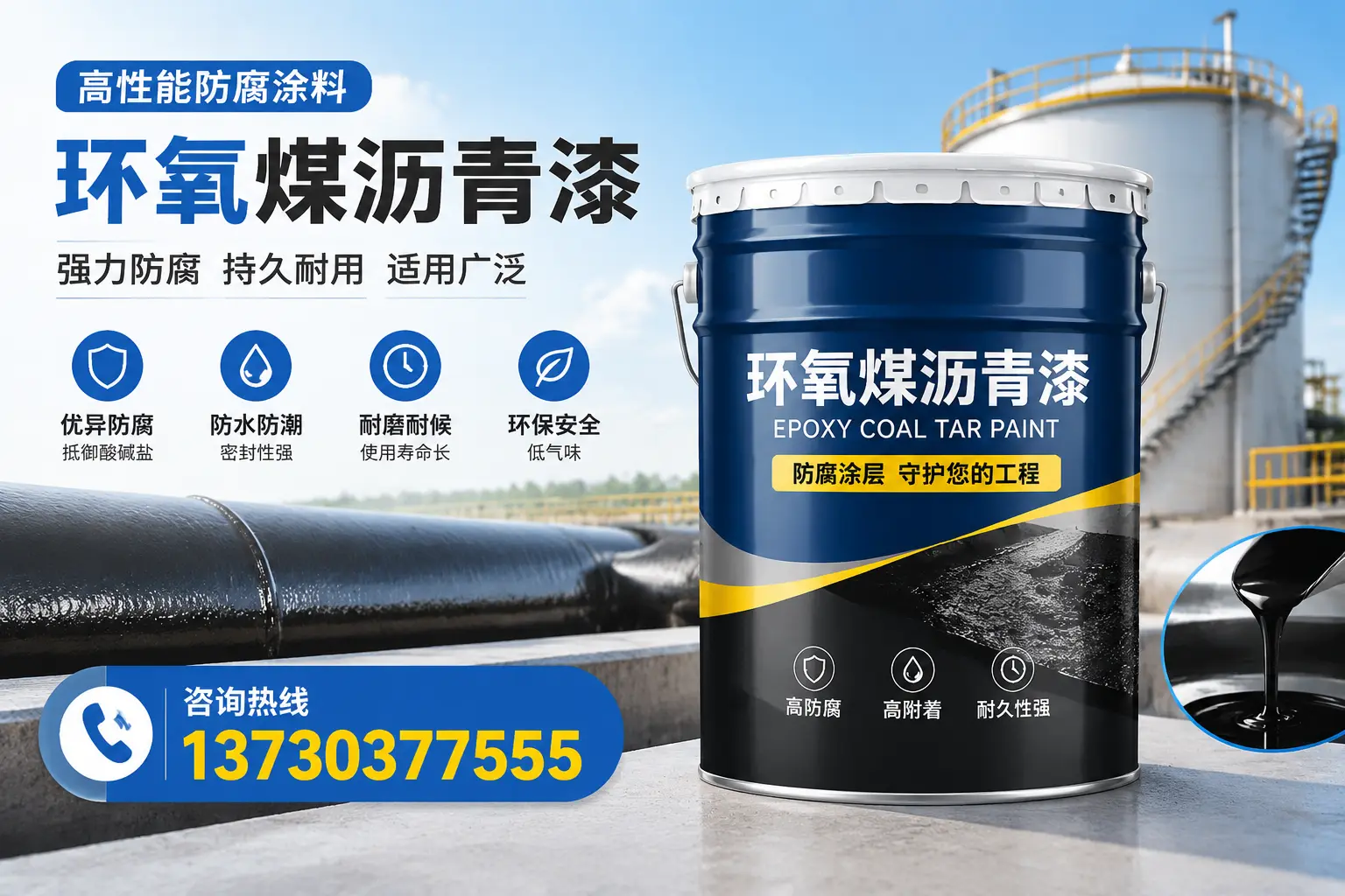 环氧煤沥青漆的耐久性分析，适合滨江的使用场景